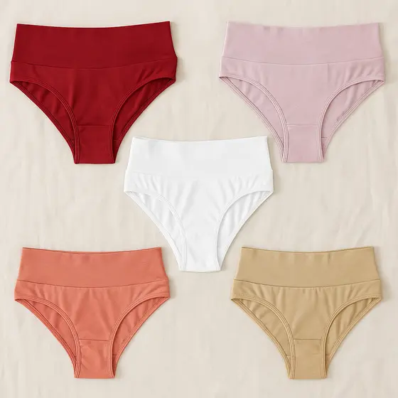 Kit 5 Calcinhas De Algodão Cós Alto Pós Parto – Cotton Premium, Confortáveis e Modeladoras
