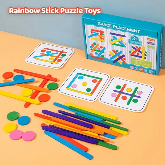 Infantil arco -íris bastão de madeira quebra -cabeça Montessori Brinquedos Jogos De Pensamento Lógico De Cor De Combinação De Brinquedos Educativos Antecipados