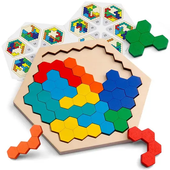 Quebra-Cabeça Colorido De Madeira Tangram De Alta Qualidade Educacional Para Crianças