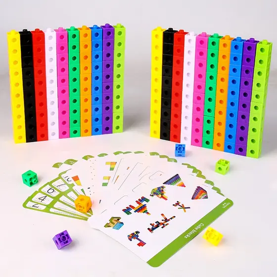 Cubos De Ligação Matemática Com Cartões De Atividades Conjunto De Blocos Numéricos Contagem De Brinquedos Contadores Matemáticos Educativos Para Crianças