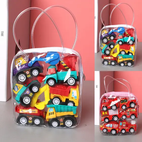 6 Em 1 Sacos De Engenharia Inercial Carros Mini Pull Back Vehicle Conjunto De Brinquedos Para De Bombeiros