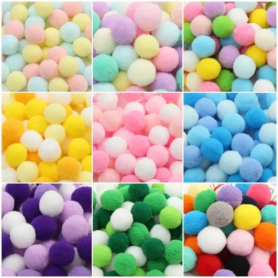 Pompom solto Mix 20mm Pacote com 100 unidades Alta Elasticidade Educacional para Crianças