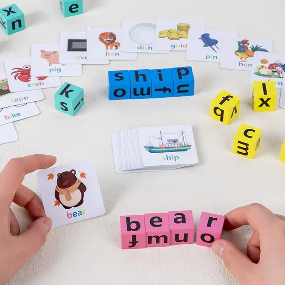 Bloco Ortográfico De Cartas Flash Cards Jogo De Palavras Em Inglês Brinquedos Educacionais De Aprendizagem Precoce Para Crianças Montessori