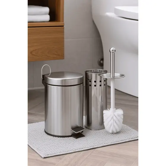 Lixeira Aço Inox 3L e/ou Escova Sanitaria Para Banheiro Vaso Sanitário