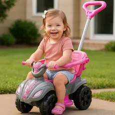 Quadriciclo Infantil Aranha Menina Andador Brinquedo Bicicleta Carrinho Cestinha Empurra Criança