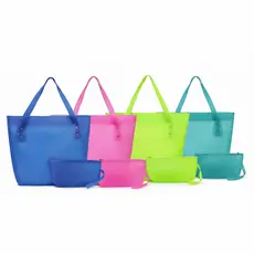 Bolsa Sacola Praia Piscina Impermeável Silicone com Necessaire Zíper Feminina Grande