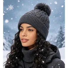 Gorro Feminino com pompom Inverno Modelo Clássico Uso Diário e Passeios