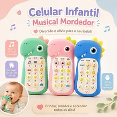 Brinquedo Interativo Celular Musical com Luz e Mordedor  Infantil. Pronta Entrega FRETE GRÁTIS