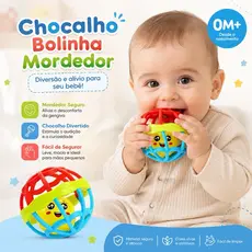 Kit  Chocalhos Colorido Bolinha Sensorial Mordedor de Silicone Brinquedo Baby Ball Cute. Envio Imediato