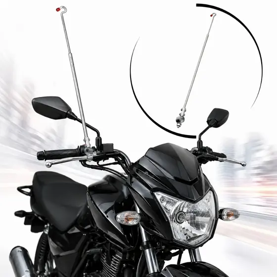 Antena Corta Pipa Linha Cerol Motociclista Guidão Aço Inox Fixa moto