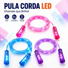 Pula Corda Infantil luzes led Brinquedo 2 Metros Baterias Inclusas Crianças +4 Anos