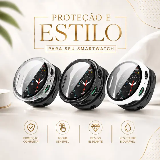 Capa Case Com Película Para Samsung Galaxy Watch 9 8 44mm e 40mm