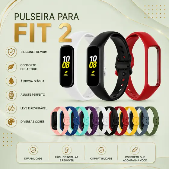 Pulseira de silicone para galaxy fit 2 samsung