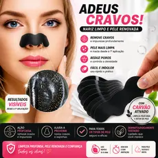 Adesivo para Limpeza do Nariz Poros com Carvão Ativado – Cuidados Faciais Removedor de Cravos