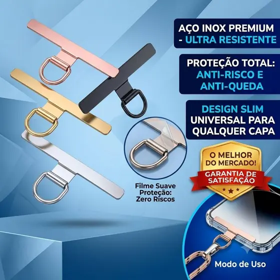Gancho Suporte De Celular Aço Inoxidável Para Cordão Patch Suporte Capa Universal Anti-Furto