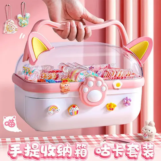 3-6 anos de idade Recomendação de Brinquedos Educativos [Recomendação Tik Tok] Cat Scratch Box Goo Card Set Conjunto Completo de Brinquedos Infantis Menina Manual de Brinquedos Feito à Mão Goo Card Sticker Goo
