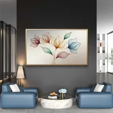 Quadro Decorativo Flores Delicadas MDF 110x80 Arte Moderna Minimalista Sala
