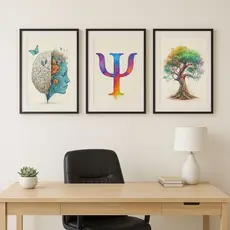 Quadro Decorativo Psicologia Psicologo 3 Peças Mosaico