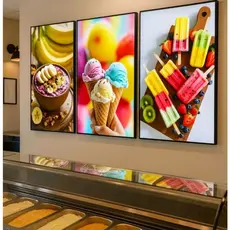 Kit Quadros Decorativos Açaíteria Sorveteria Açaí Sorvete 3 Peças MDF