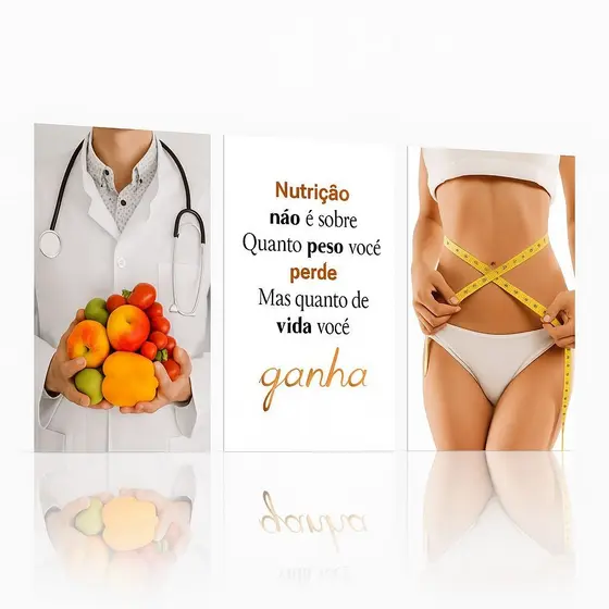 Quadro Decorativo Nutrição Nutricionista 3 Peças