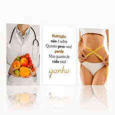 Quadro Decorativo Nutrição Nutricionista 3 Peças