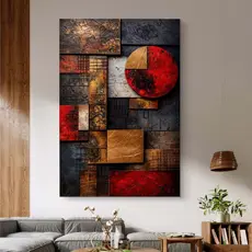 Quadro Decorativo Abstrato Geométrico Industrial MDF 110x70 Sala Quarto