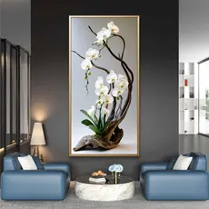 Quadro Decorativo Orquídea Branca MDF 110x70 Grande Floral Elegante Moderno Sala