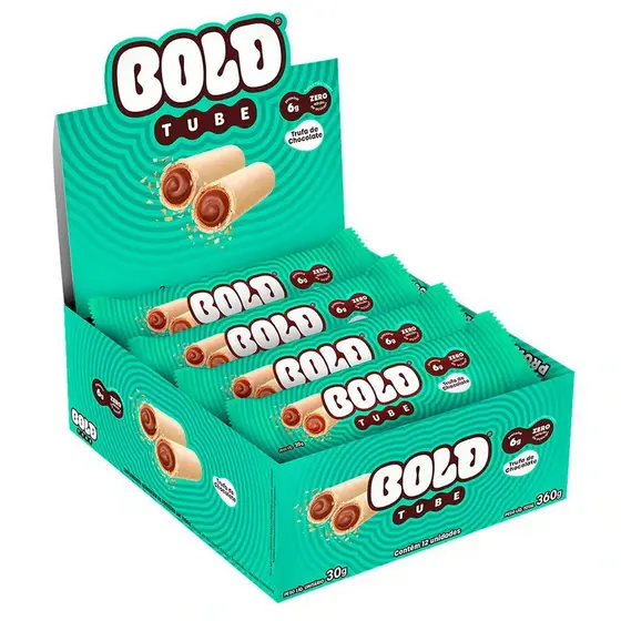 Barra de Proteina Tube - 12 Unidades 30g Trufa de Chocolate - Bold