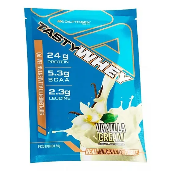 Tasty Whey 3W - 1 Sachê 34g Vanilla Cream - Adoptogen