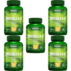 Kit 5X Ômega 3, 6 e 9 Linhaça, Prímula E Borragem + Vitamina E - 60 Cápsulas - Herbamed