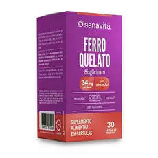 Ferro Quelato Bisglicinato - 30 Cápsulas Vegetais - Sanavita