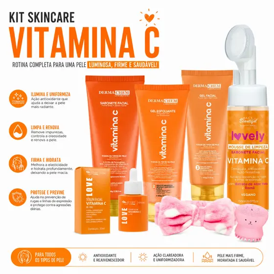 Skincare Vitamina C kit limpeza de pele hidratante mousse de limpeza facial
