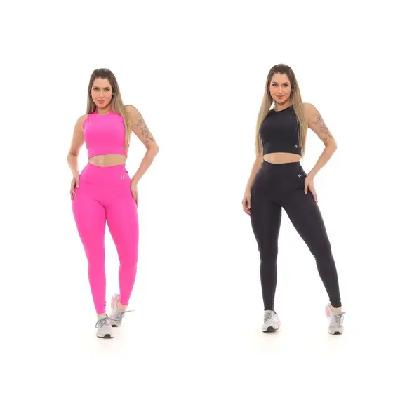Kit 2 Conjunto Blackout Zero Transparência Moda Fitness