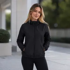 Jaqueta Corta Vento Feminina Com Capuz e Zíper Casaco Leve Esportiva Academia Corrida Outono Inverno