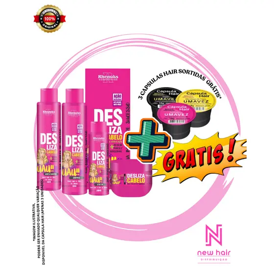 Kit Desliza Cabelo Uau - Rhenuks + Brinde