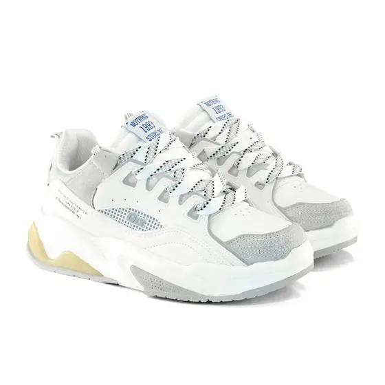 Tênis QIX Missy Feat Urban Original Confortavel Branco e Cinza Feminino