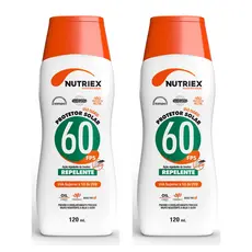 KIT 2 Protetor Solar Nutriex FPS 60 120ML Repelente Corporal Resistente a Água Profissional