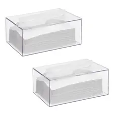 Kit 2 Caixa Porta Papel Toalha Lenço Mão Acrílico Mesa Pia