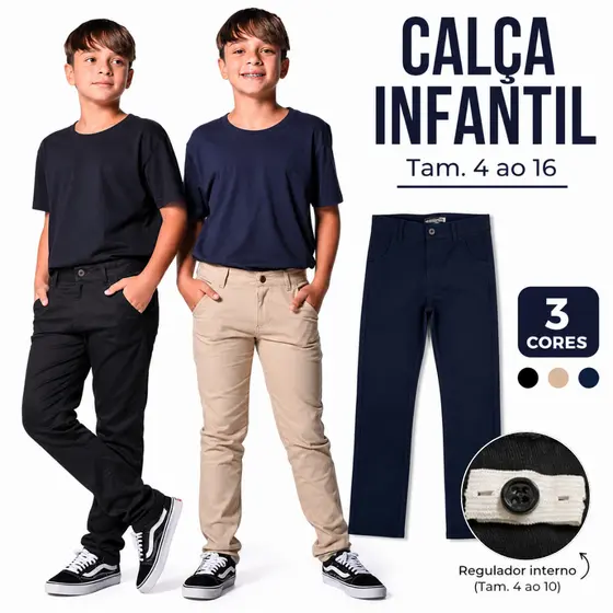 Calça Jeans Infantil Menino Masculina Juvenil Lycra Tradicional Várias Cores Tamanho 4 ao 16