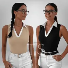 KIT BLUSA Feminina Polo Regata Bicolor Canelada Moda Social Básica Casual Roupa Moda Feminina