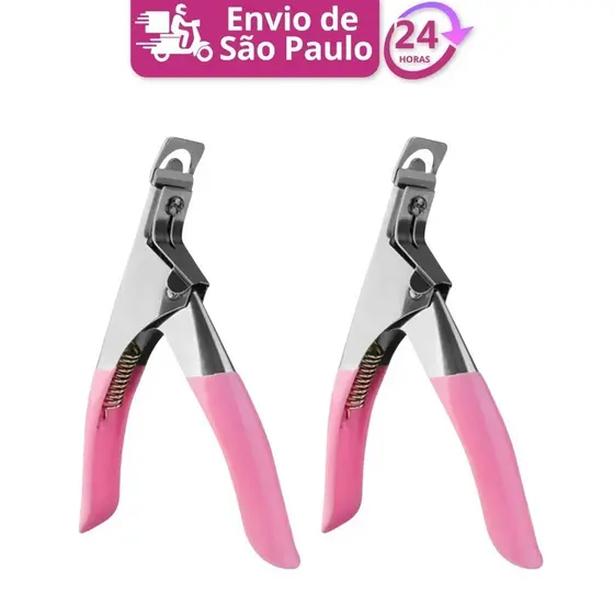 Kit com 2 Alicates Cortador De Unhas Uv Gel Tips Acrílicas Postiças Profissional Manícure Mãos