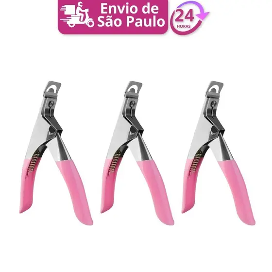 Kit com 3 Alicates Cortador De Unhas Uv Gel Tips Acrílicas Postiças Profissional Manícure Mãos