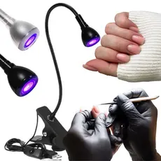 Luminária ultravileta luz uv 2 pç para secar unha polonês gel clip-on mesa flexível mini usb lâmpada