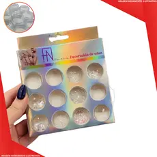 Kit 12 Glitters Flocado Branco Para Decoração de Unhas E Tips Nails Manícure Mãos Uso Diário