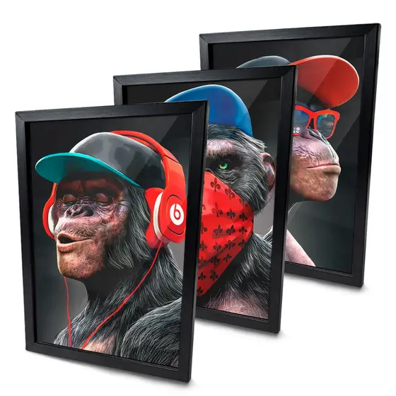 Quadros Gangue Dos Macacos Moldura E Vidro