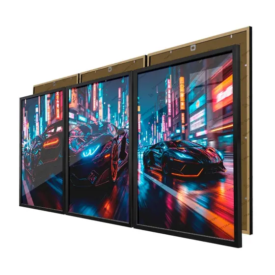Quadros Lamborghini Alta Velocidade em Cidade Iluminada Moldura e Vidro
