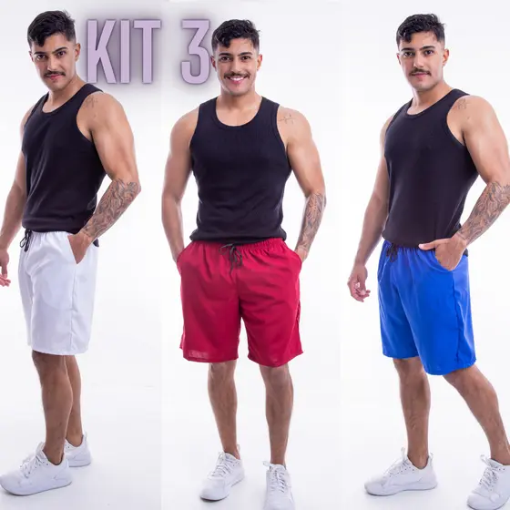 Short Tactel Grosso Lisa Masculino Mauricinho Surf Praia Piscina Secagem Rápida Academia Treino