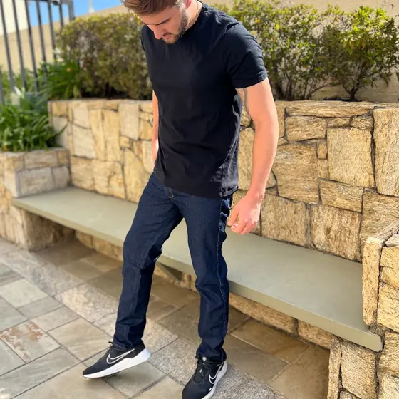 Calça Jeans Masculina Para Trabalho Com Elastano Corte Reto
