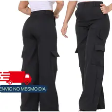 Calça Cargo Pantalona Wide Leg Alfaiataria Plus Size e Padrão
