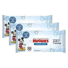 Kit 3x Lenço Umedecido Higiene Diária Huggies 88 cada